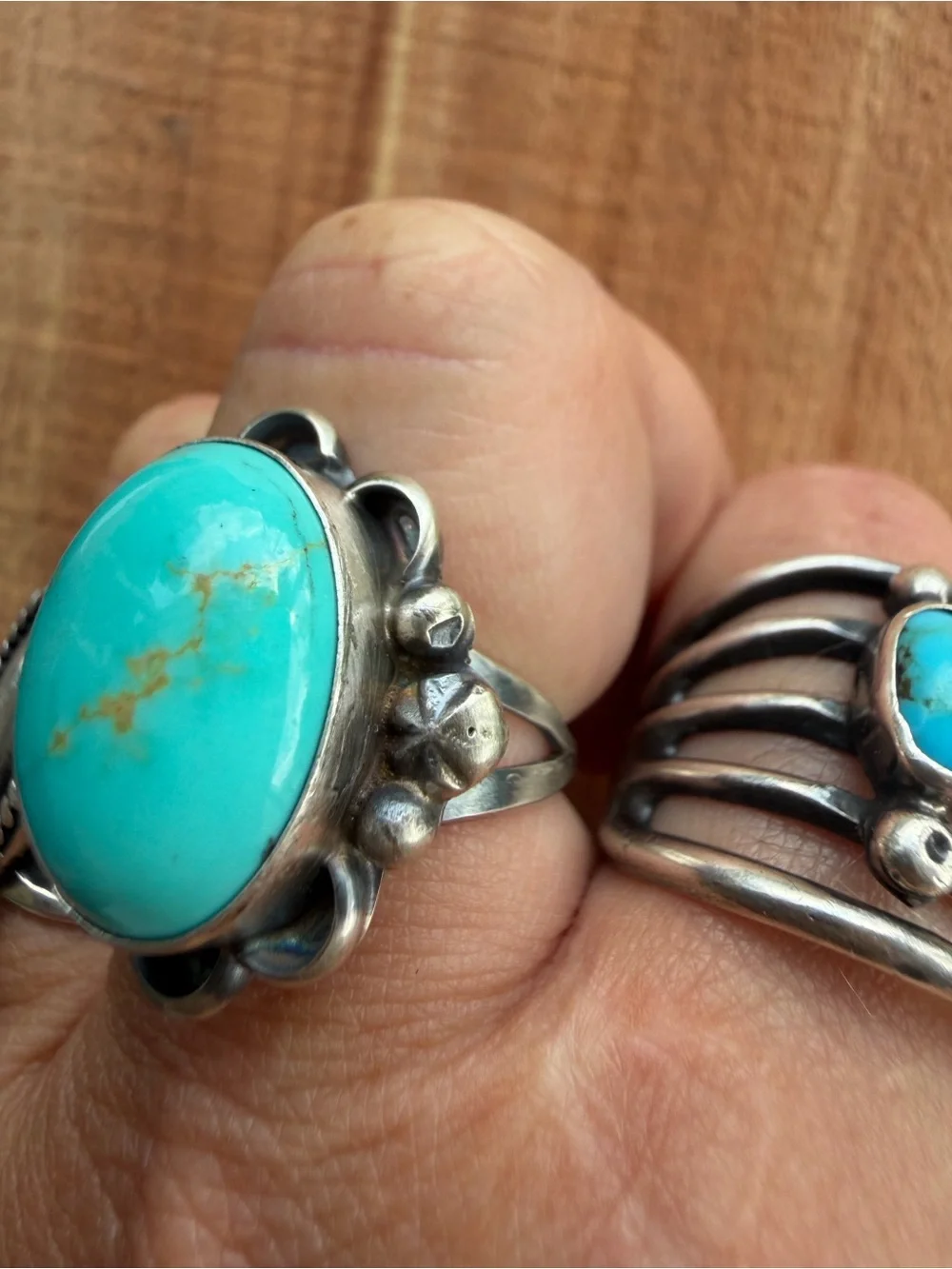 Navajo Handmade By Ronnie Martinez Kingman Turquoise Ring Size 8.5